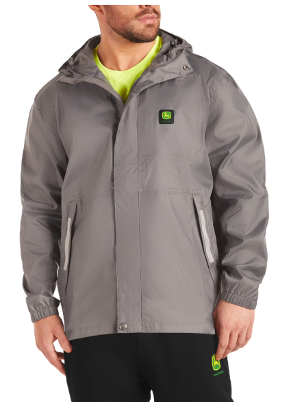John Deere Chamarra de lluvia color gris