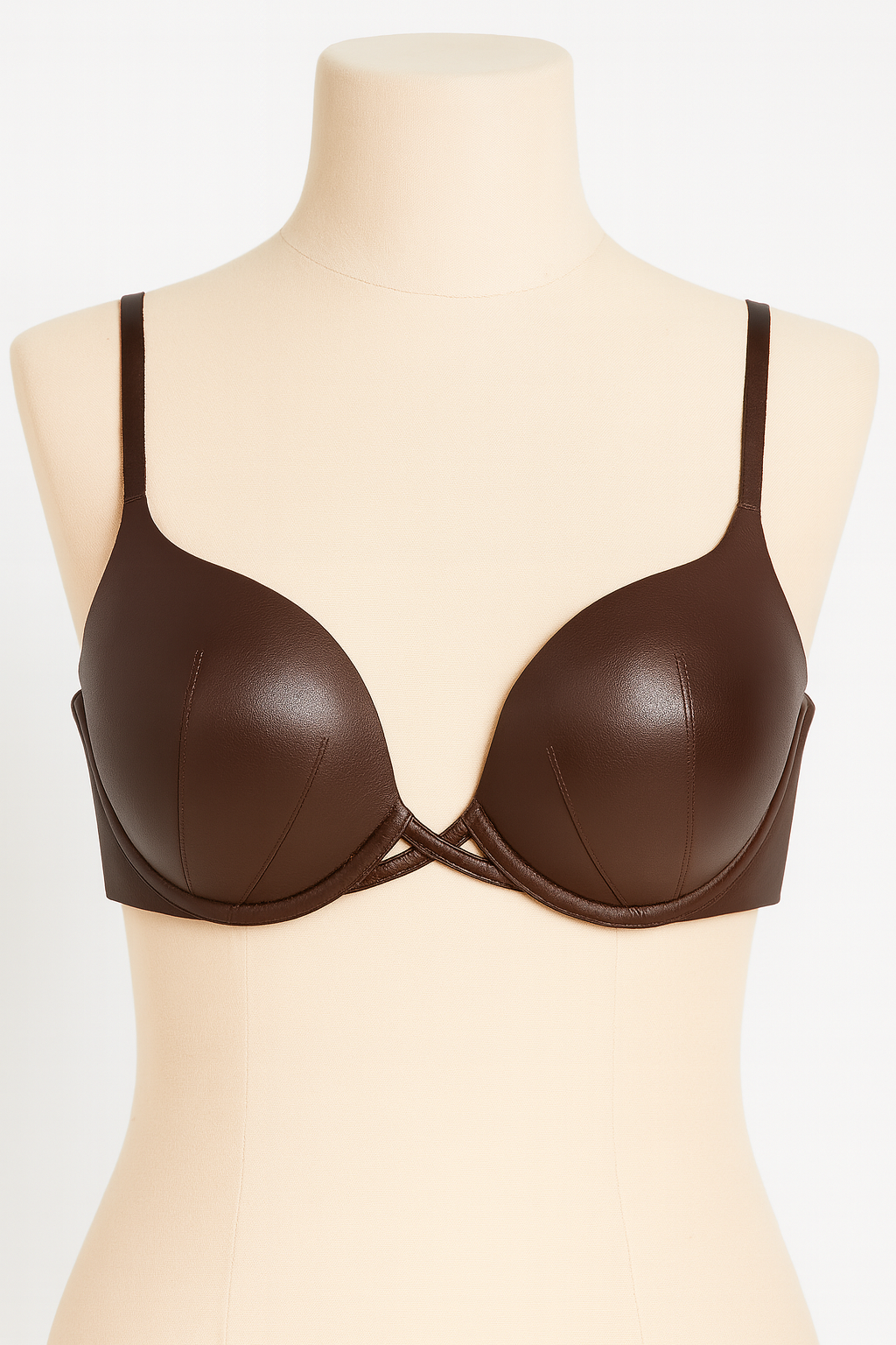 Victoria´s Secret Bra tipo cuero color chocolate • Push Up