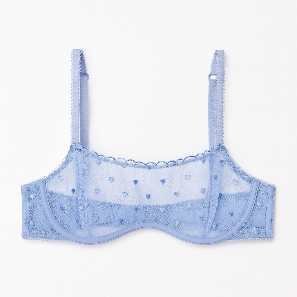 Bralette Rosa Transparente con Corazones TALLA S