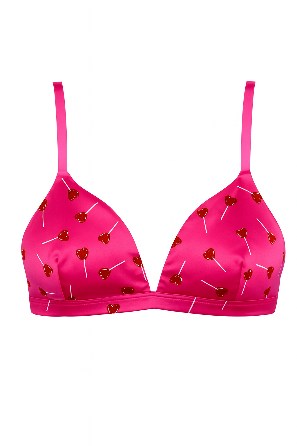 Bralete Rosa Fucsia con Estampado de Paletas en Corazón Talla S
