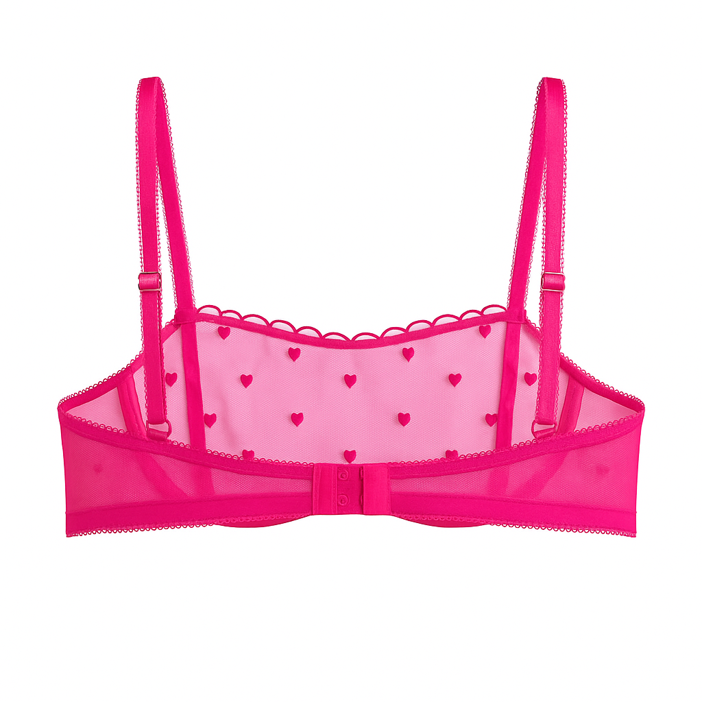 Bralette Rosa Transparente con Corazones TALLA S