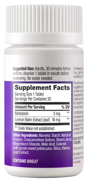 OLLY Sleep Melatonin & Lemon Balm – Tabletas de Disolución Rápida Sabor Fresa | 30 Tabletas