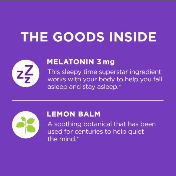 OLLY Sleep Melatonin & Lemon Balm – Tabletas de Disolución Rápida Sabor Fresa | 30 Tabletas