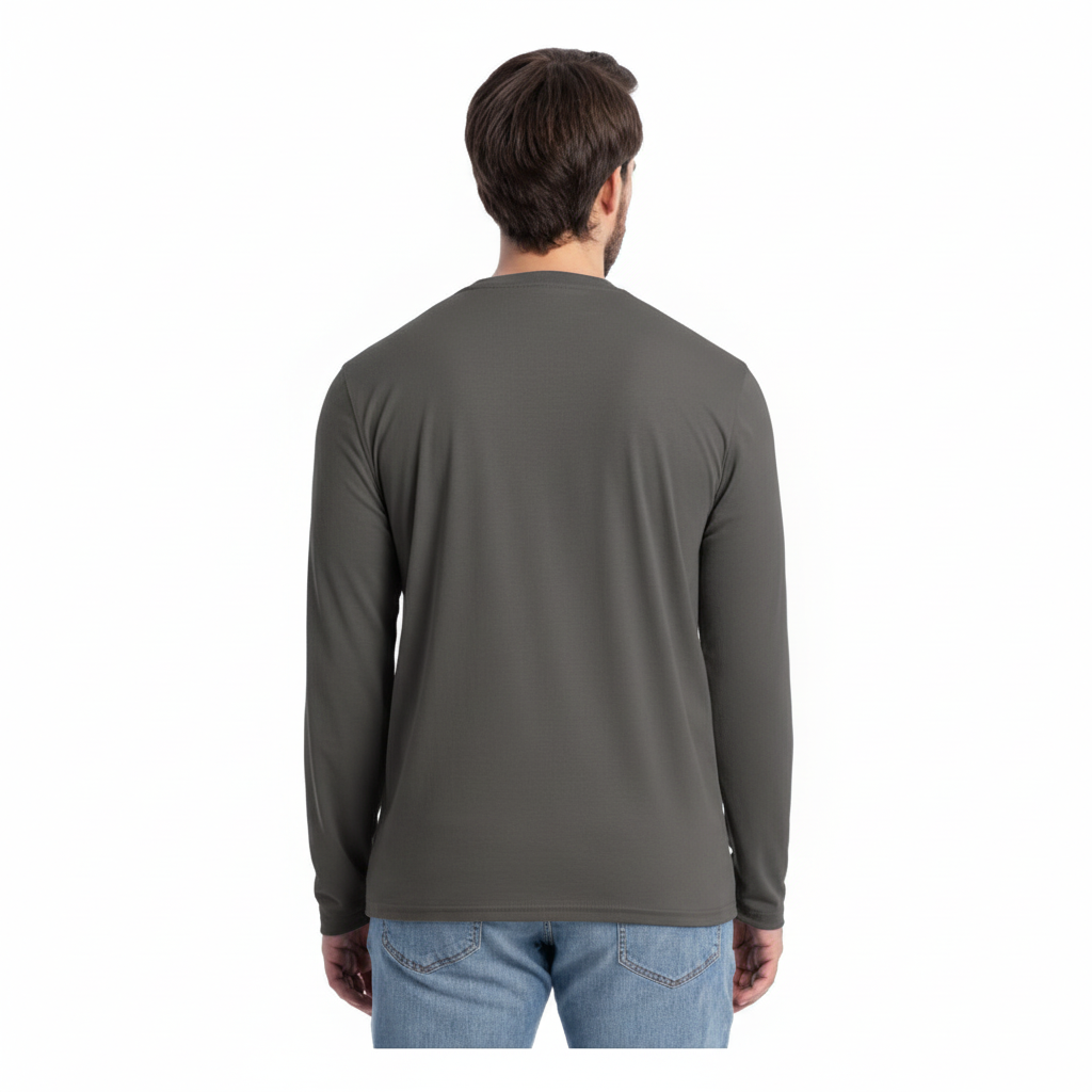 Playera Wrangler de Trabajo para Hombre Manga Larga – Color Charcoal (Gris Carbón) Talla L