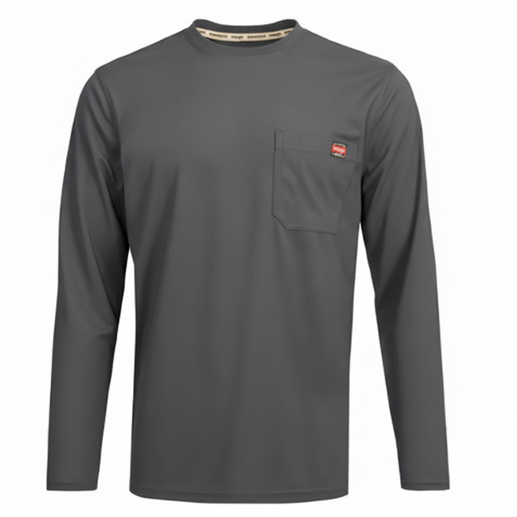 Playera Wrangler de Trabajo para Hombre Manga Larga – Color Charcoal (Gris Carbón) Talla L