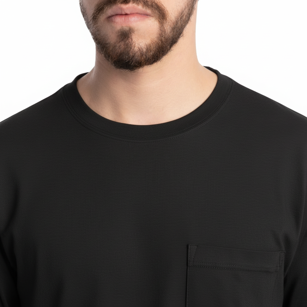 Playera Wrangler de Trabajo para Hombre Manga Larga con Bolsillo – Negro
