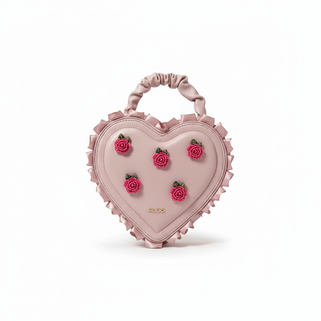 Bolso ALDO en Forma de Corazón con Flores – Color Rosa