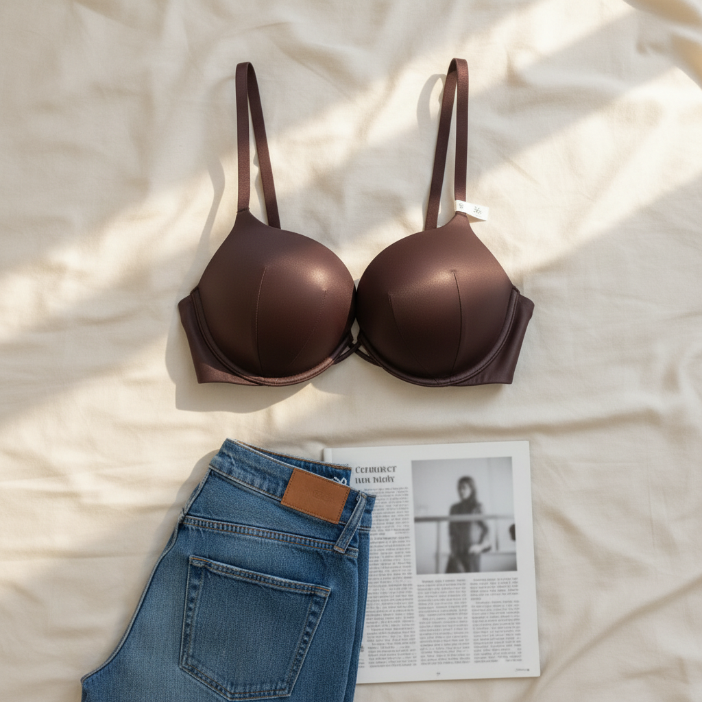 Victoria´s Secret Bra tipo cuero color chocolate • Push Up