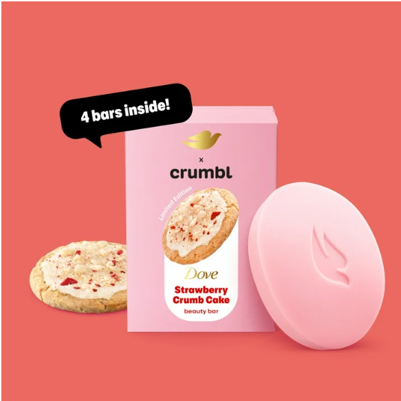 Jabón Dove Strawberry Crumb Cake Beauty Bar Edición Limitada – Paquete de 4