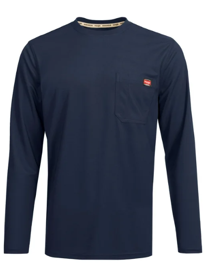 Playera Wrangler de Trabajo para Hombre Manga Larga con Bolsillo – Azul Oscuro-Talla M